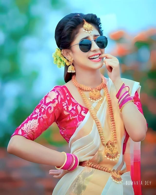 Family photoshoot with half saree dress